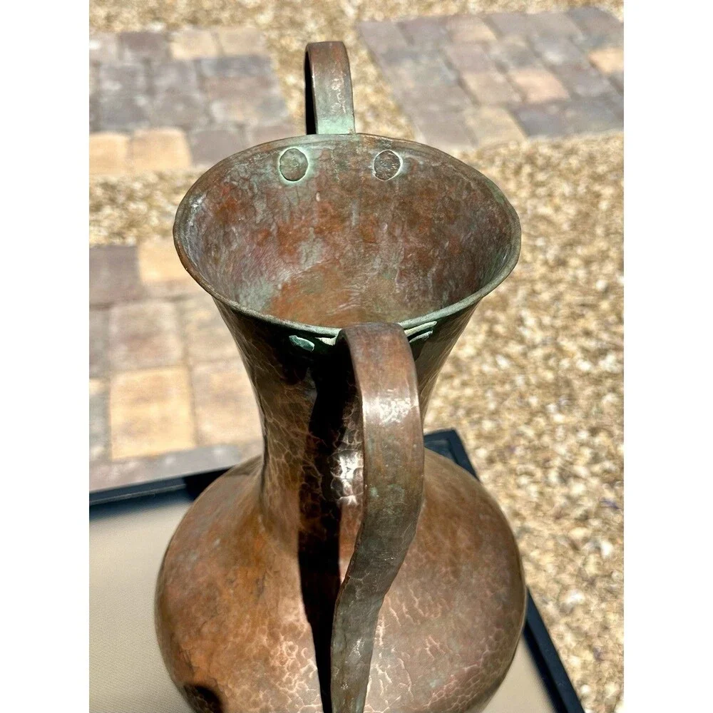 Large Copper Vase / Pot - Dual Hand Hammered 13.5